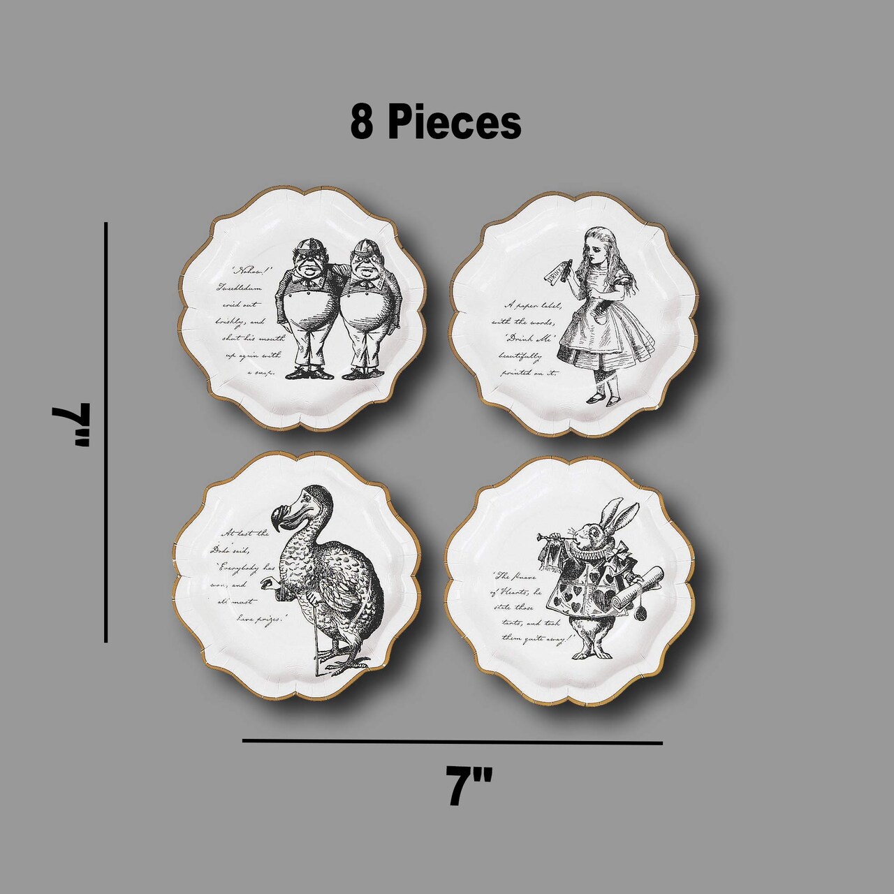 8 Count Truly Alice Paper Dinner Plates Alice in Wonderland Party 7 Inch